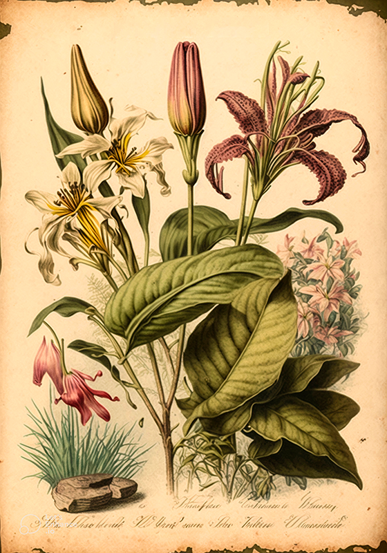 Poster con fiori stampa botanica vintage - TenStickers