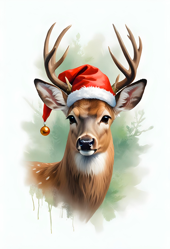 Poster di natale renna di babbo natale - TenStickers