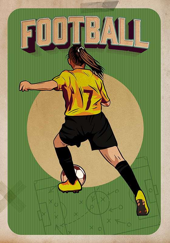 Calcio poster calcio femminile retrò - TenStickers