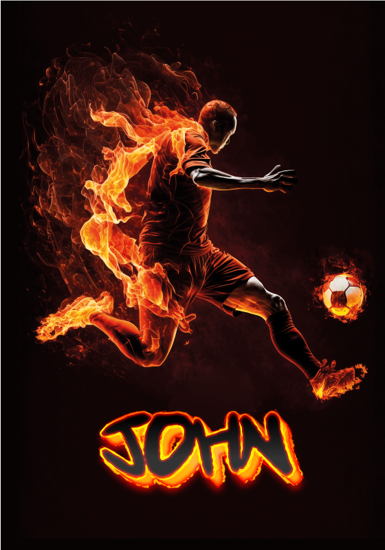 Calcio poster giocatore in fiamme - TenStickers
