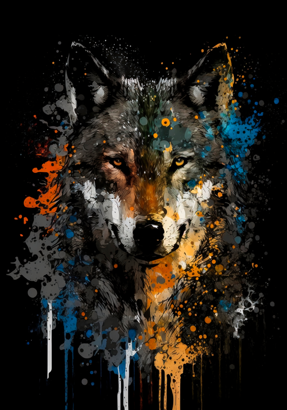 Poster artistico dipinto di lupo - TenStickers
