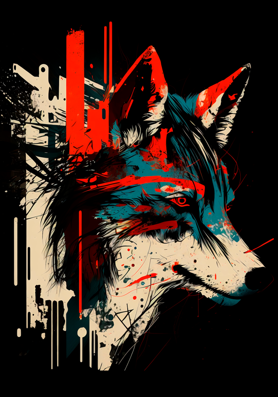 Poster artistico lupo astratto - TenStickers