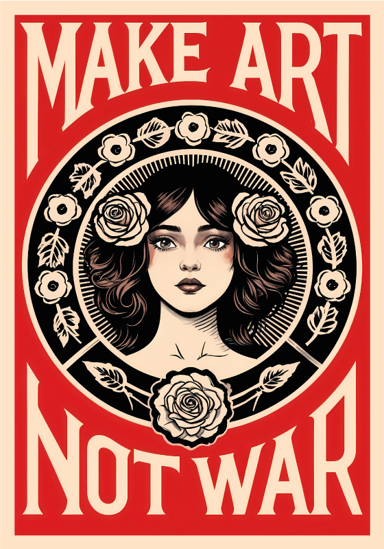 Poster artistico fai arte non guerra - TenStickers