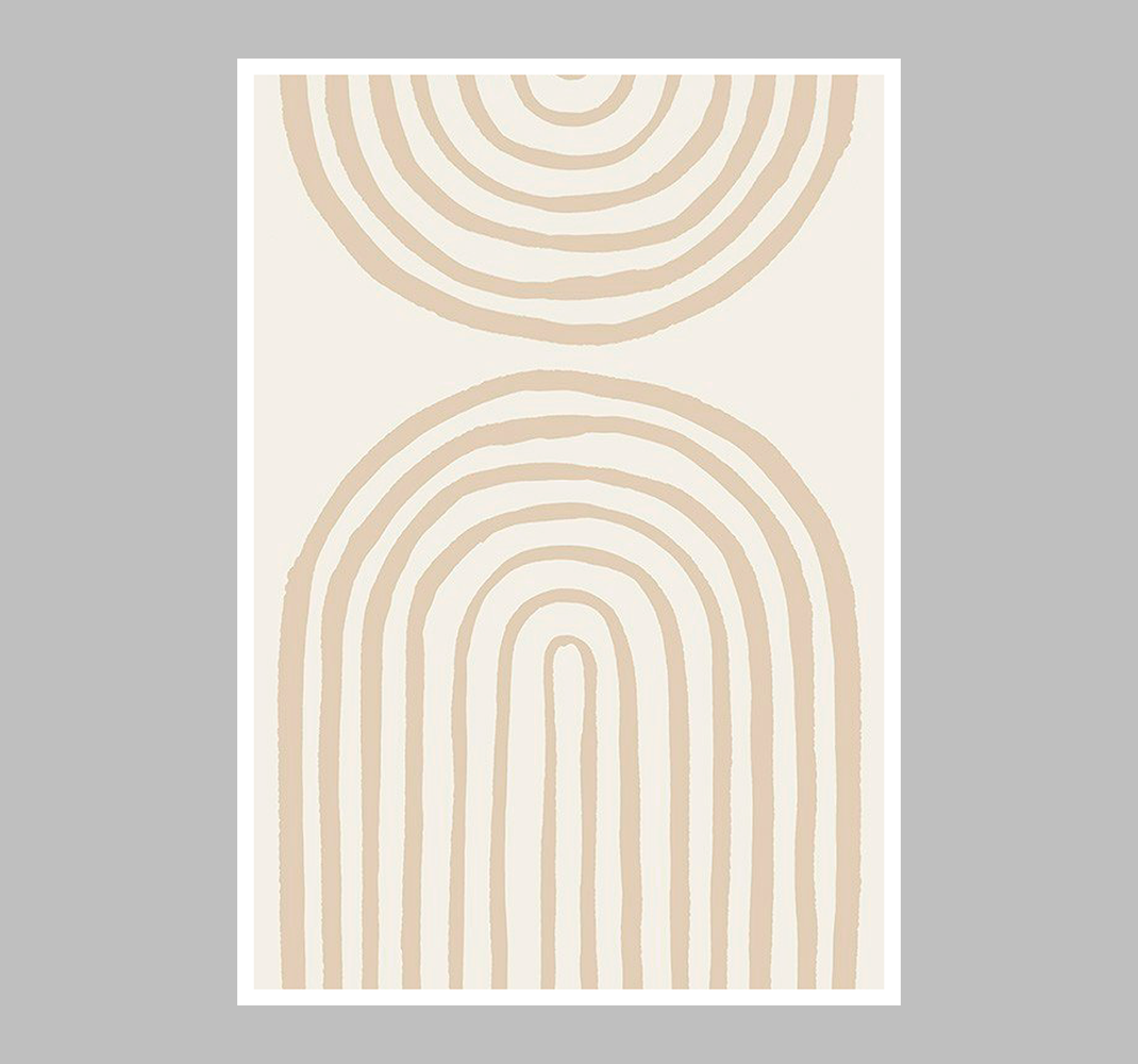 Poster artistico linee morbide in beige - TenStickers