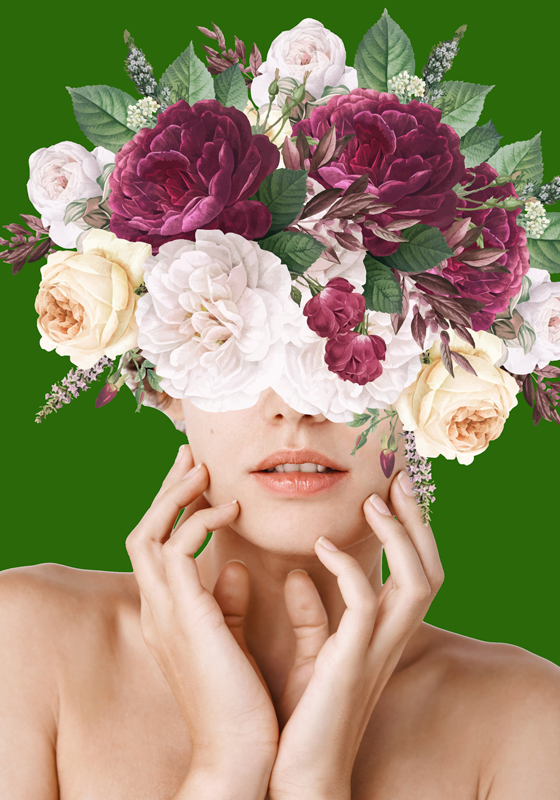 Poster artistico donna floreale - TenStickers