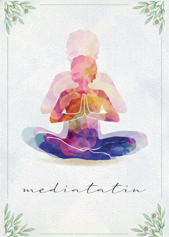 Poster meditazione silhouette di meditazione - TenStickers
