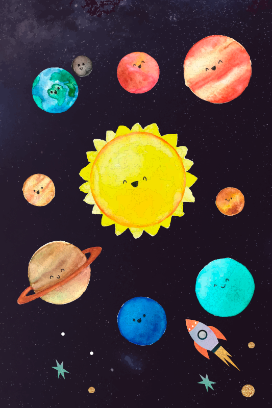 Poster per bambini con il sistema solare - TenStickers
