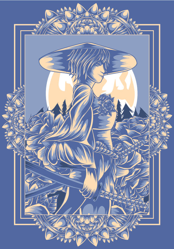 Poster con samurai stile orientale - TenStickers