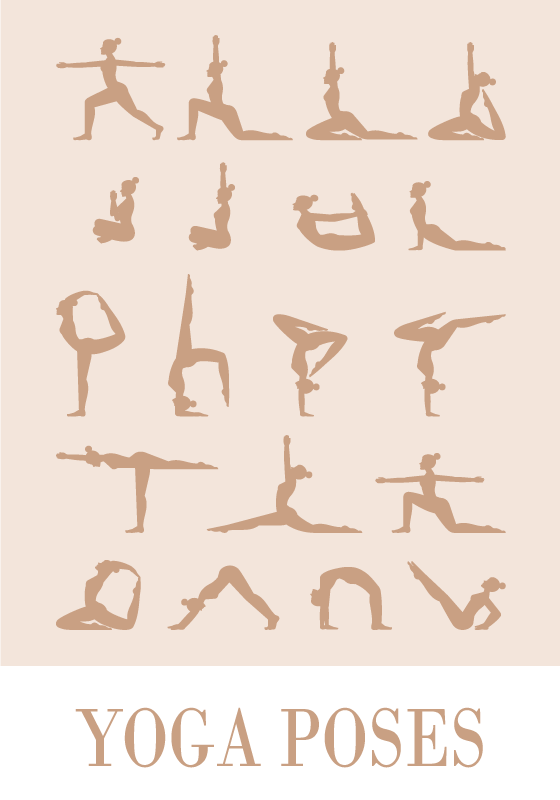Poster con diverse pose yoga - TenStickers