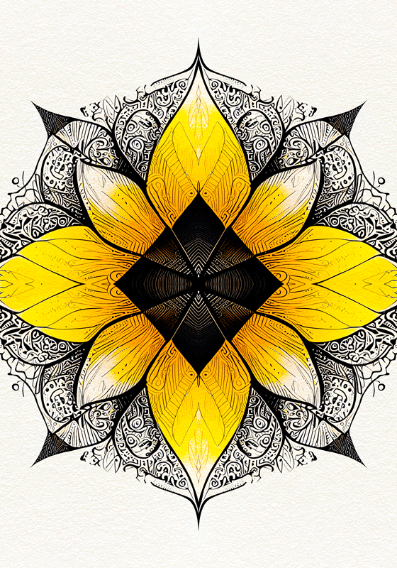 Poster mandala con fiore giallo - TenStickers