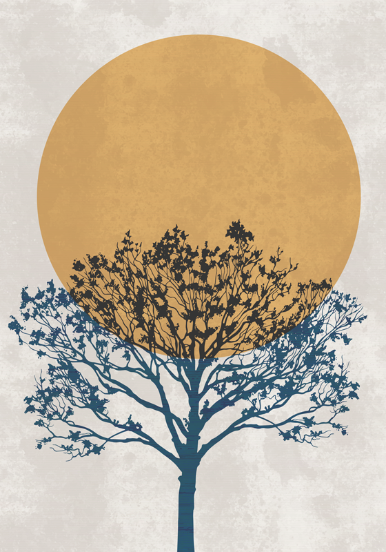 Poster di alberi albero con alba - TenStickers
