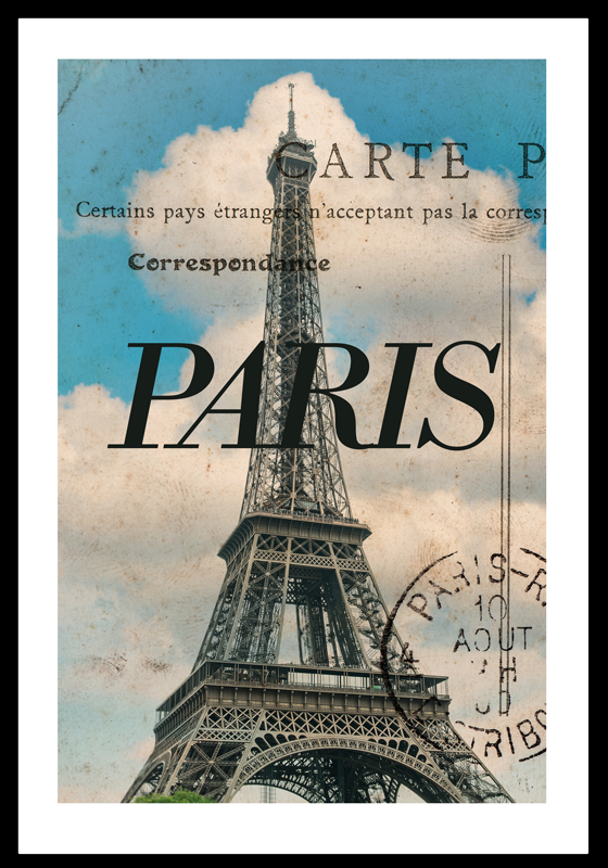 Poster da soggiorno cartolina di parigi - TenStickers