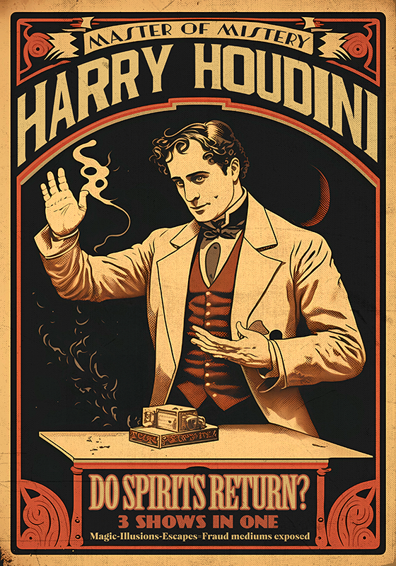 Poster retrò houdini si riferisce all'illusionista e scassinatore - TenStickers