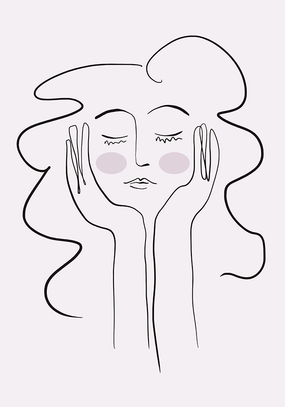 Poster minimalista ritratto di donna disegnato a mano - TenStickers