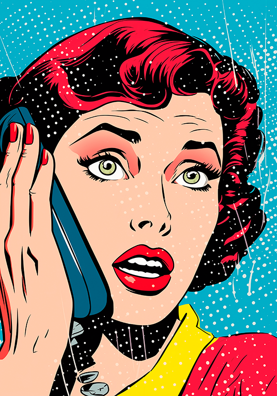 Poster pop art donna al telefono - TenStickers