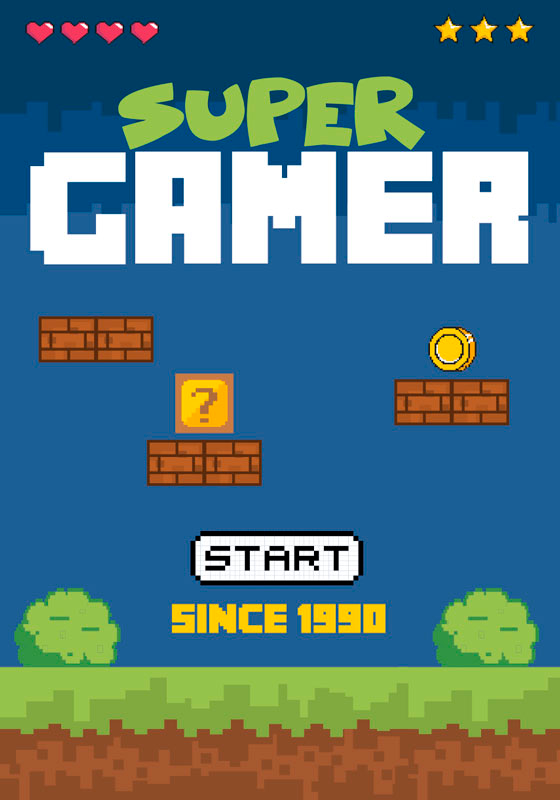 Poster videogioco stile retrò super gamer - TenStickers