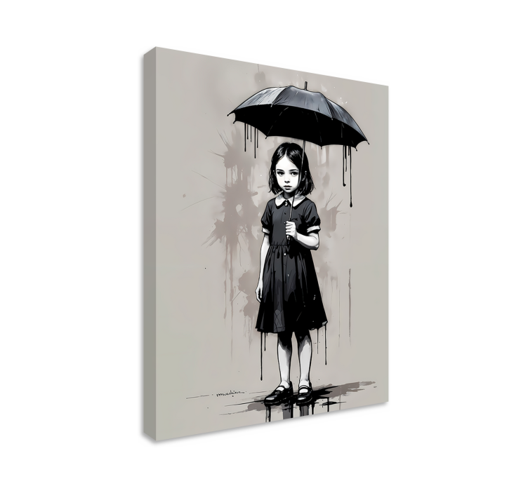 Arte dipinto ragazza ombrello - TenStickers