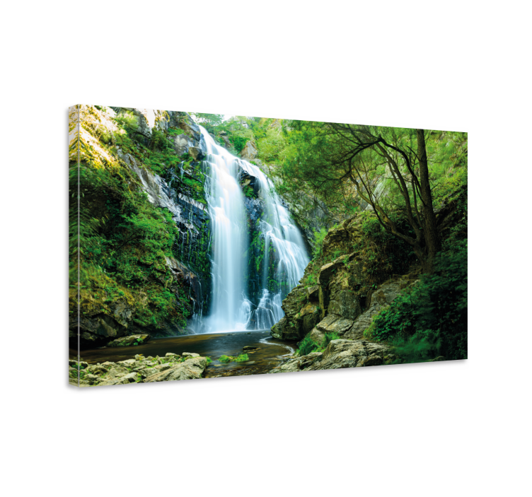 Quadro con alberi Cascata nella foresta - TenStickers