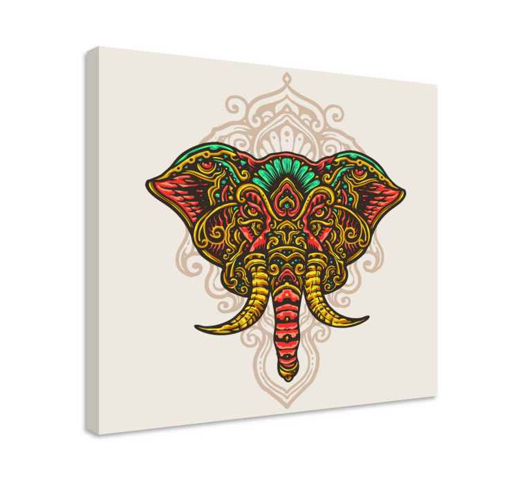 Dipinto con elefanti motivo elefante intricato - TenStickers