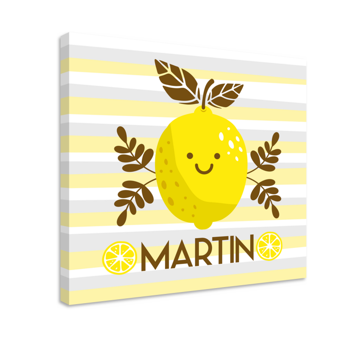 Dipinto con frutta e natura morta emblema limone sorridente - TenStickers