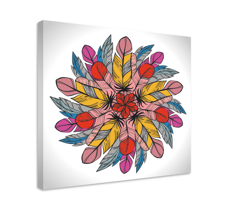 Cornice quadro ornamentale mandala di piume colorate - TenStickers