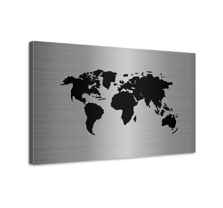 Dipinto mappamondo mappa del mondo nera - TenStickers
