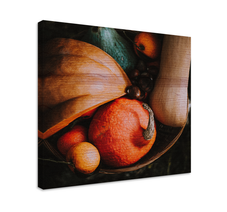 Dipinto con frutta e natura morta zucca arancione raccolta - TenStickers