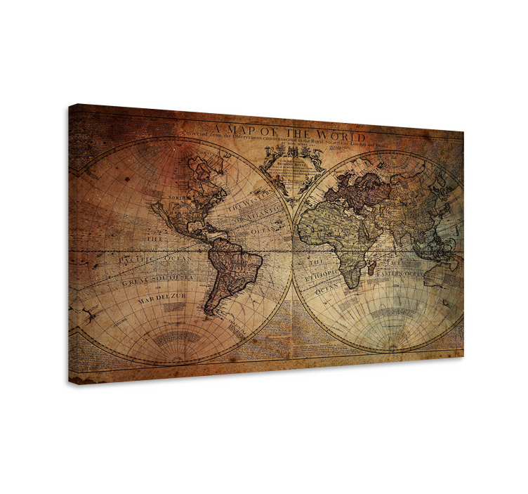 Dipinto mappamondo carta geografica vintage - TenStickers