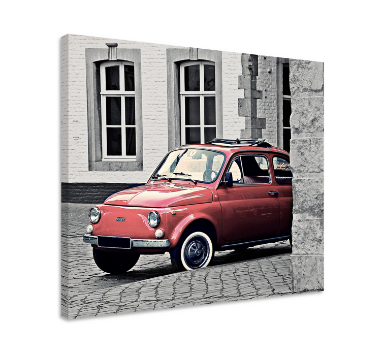 Dipinto vintage auto rossa classica - TenStickers