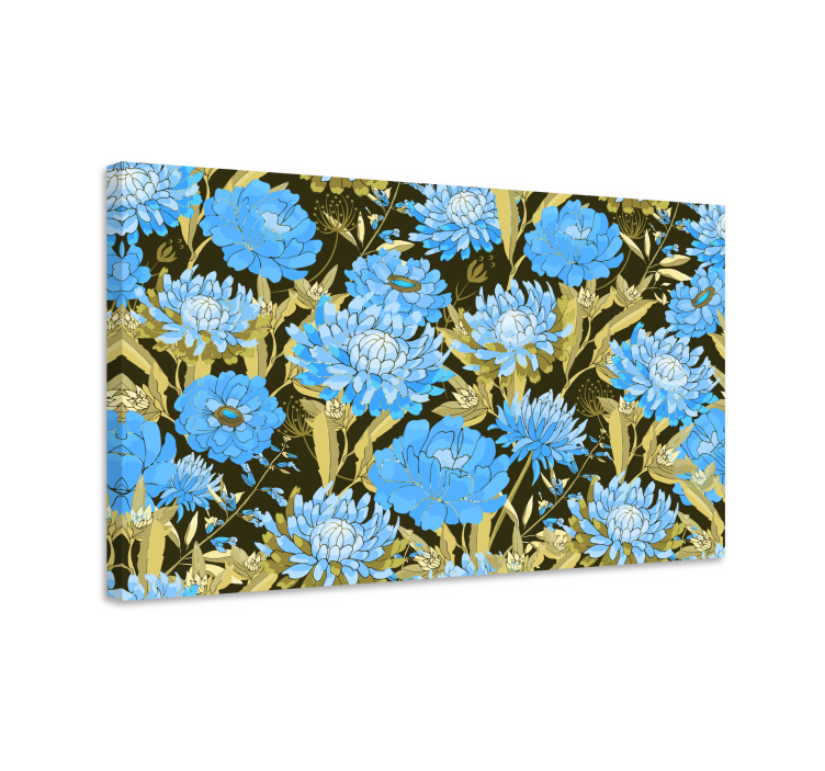 Dipinto con fiori e piante blu - TenStickers