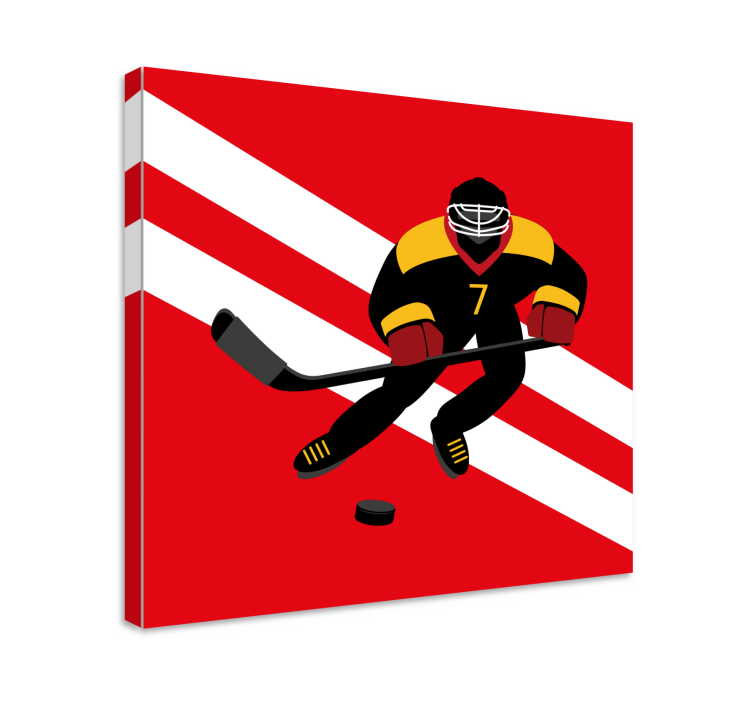 Quadro persona Hockey su ghiaccio rosso e giallo - TenStickers