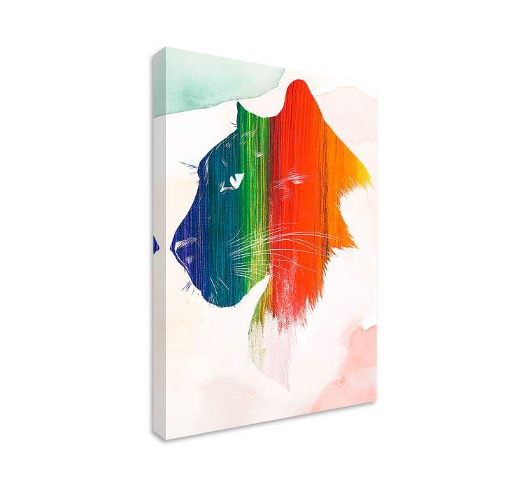 Dipinto gatto profilo di leone colorato - TenStickers