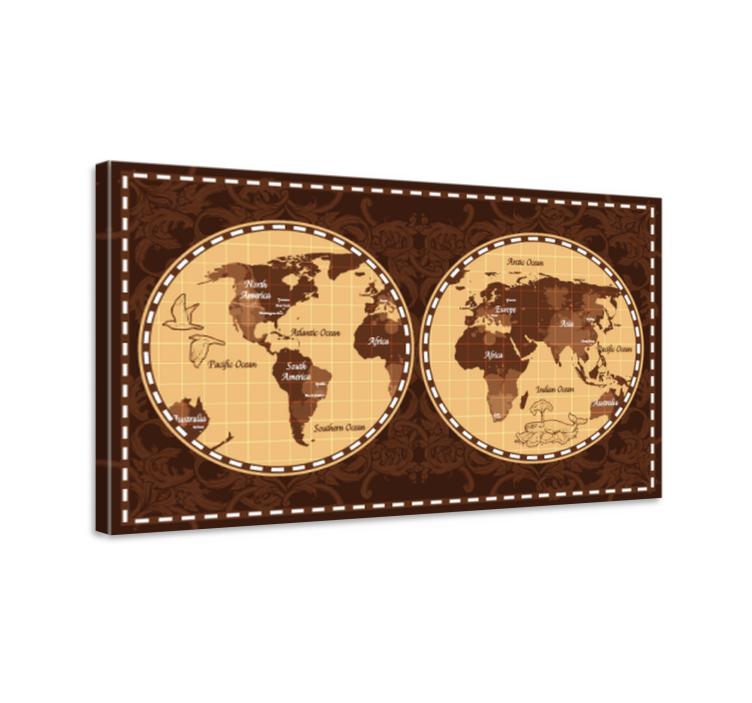 Dipinto mappamondo atlante globale retro - TenStickers