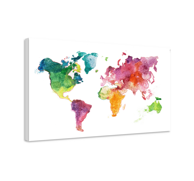 Dipinto mappamondo mappa acquerello vibrante - TenStickers