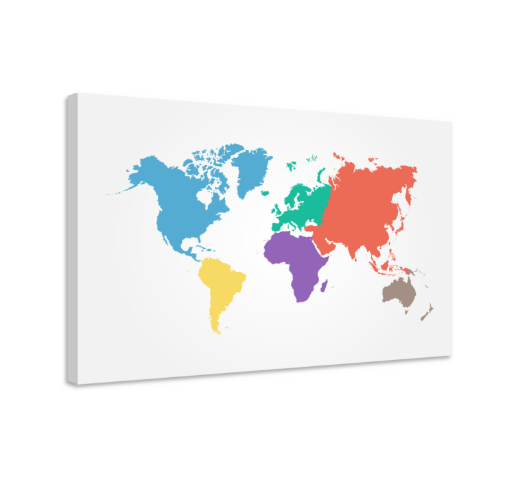 Dipinto mappamondo contorno del mondo colorato - TenStickers