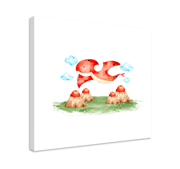 Dipinto con dinosauri creatura rossa volante - TenStickers