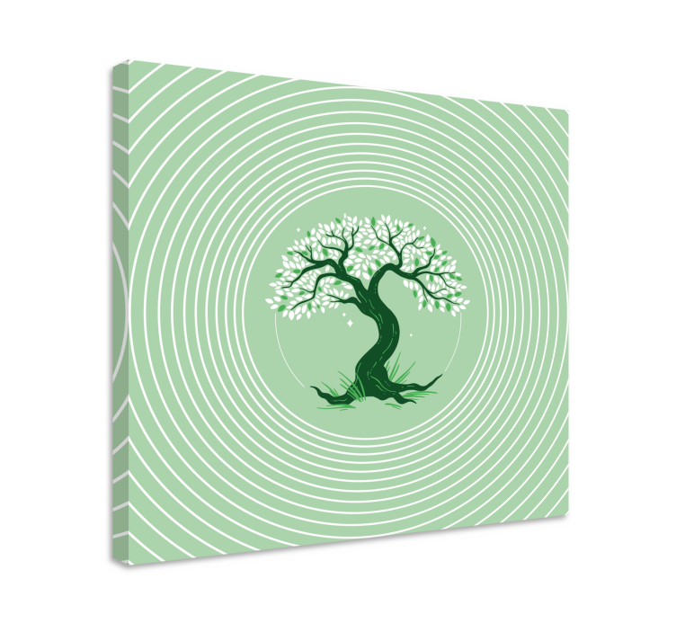 Dipinto alberi albero verde contorto - TenStickers