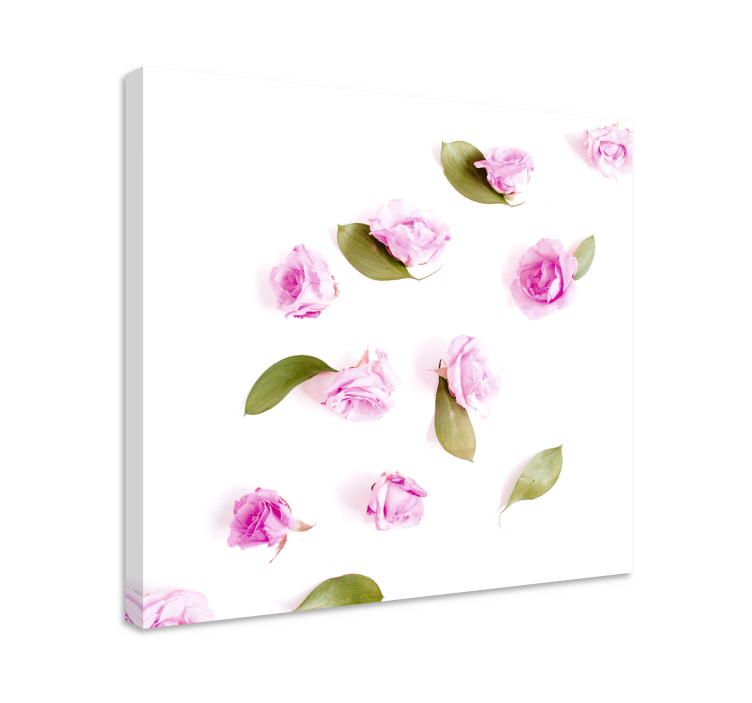 Dipinto con fiori e piante delicate rose rosa - TenStickers