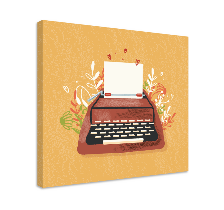 Dipinto musicale macchina da scrivere con fiori - TenStickers