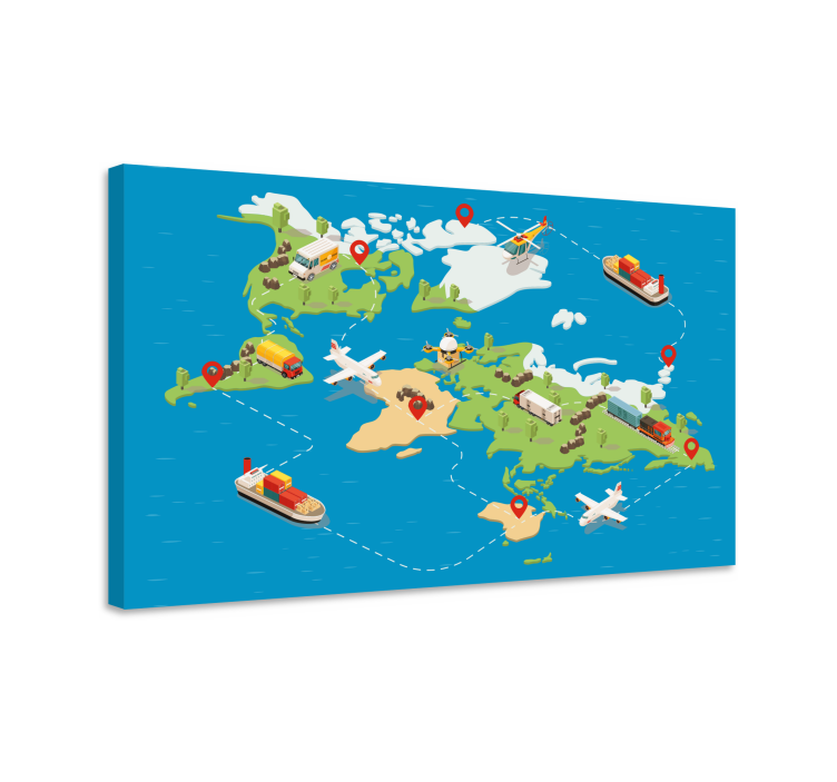 Dipinto mappamondo mappa del percorso di viaggio - TenStickers