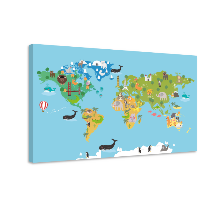 Dipinto mappamondo atlante degli animali interattivo - TenStickers