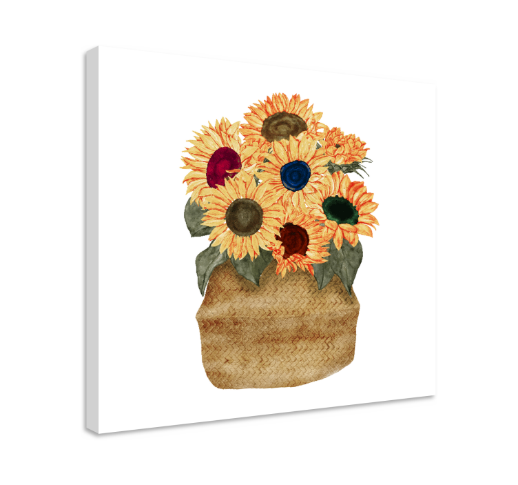 Dipinto con fiori e piante bouquet di girasoli - TenStickers