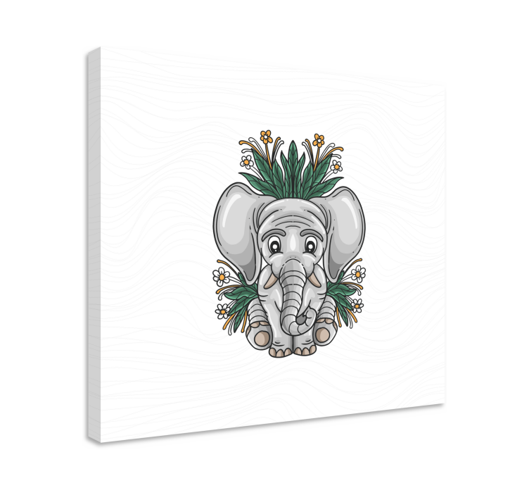 Dipinto con elefanti disegno giocoso dell'elefante - TenStickers