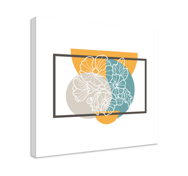 Dipinto con fiori e piante illustrazione botanica a contorno - TenStickers