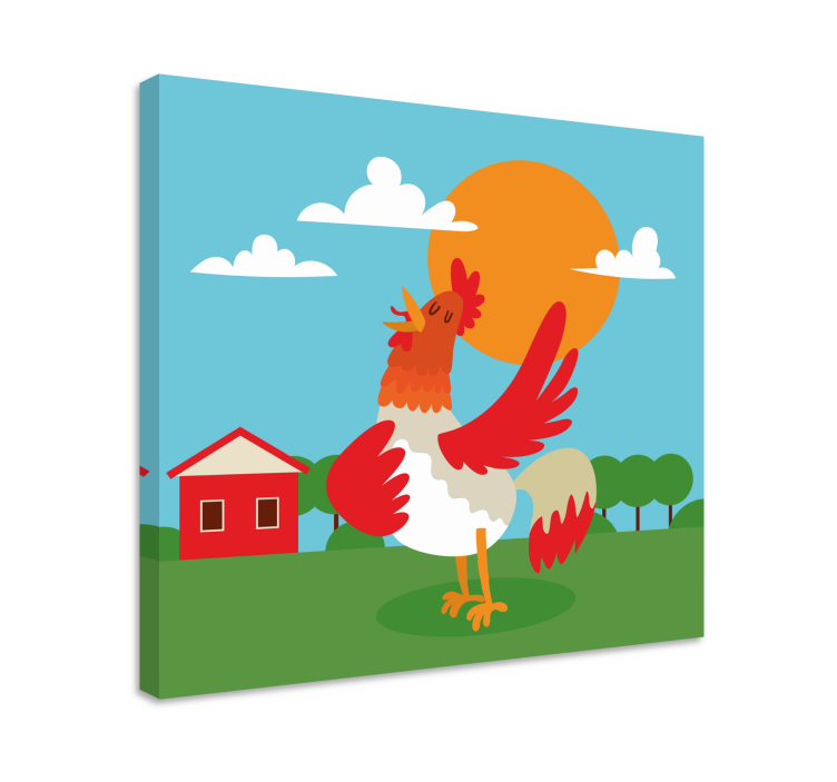 Cornice quadro con animali e insetti gallo al sole - TenStickers