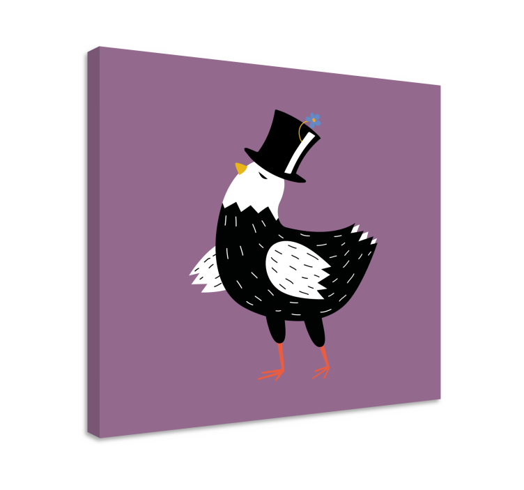 Dipinto cane uccello elegante con cappello - TenStickers