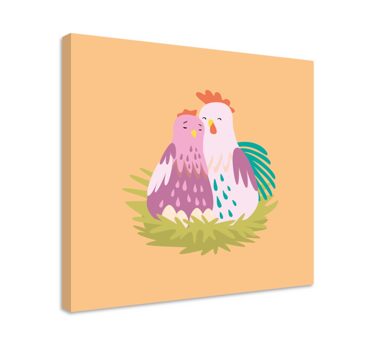 Cornice quadro con animali e insetti coppia di galline - TenStickers