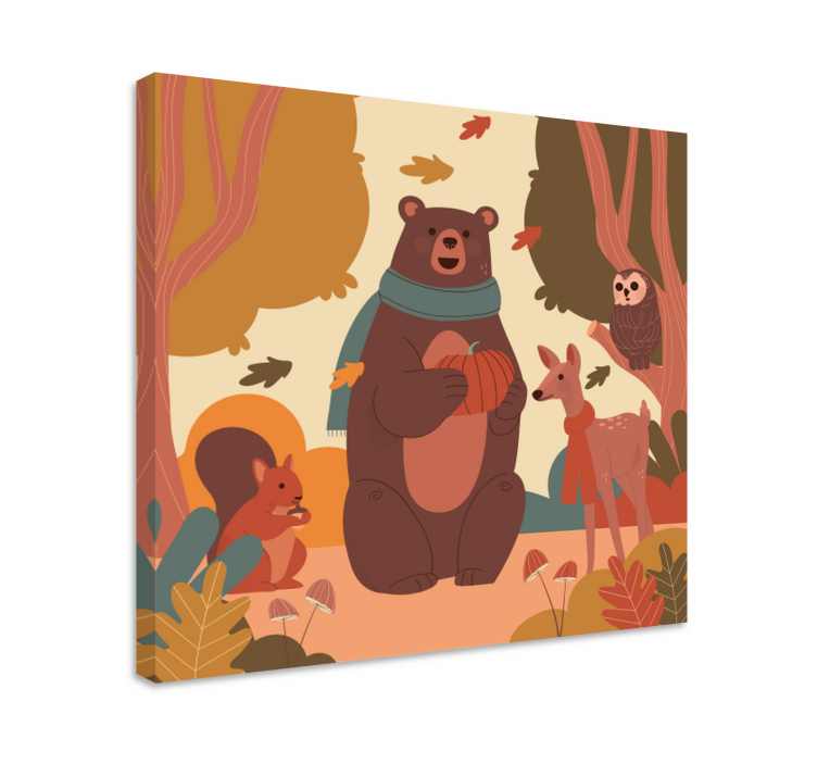 Quadro per bambini Animali felici nella foresta d'autunno - TenStickers
