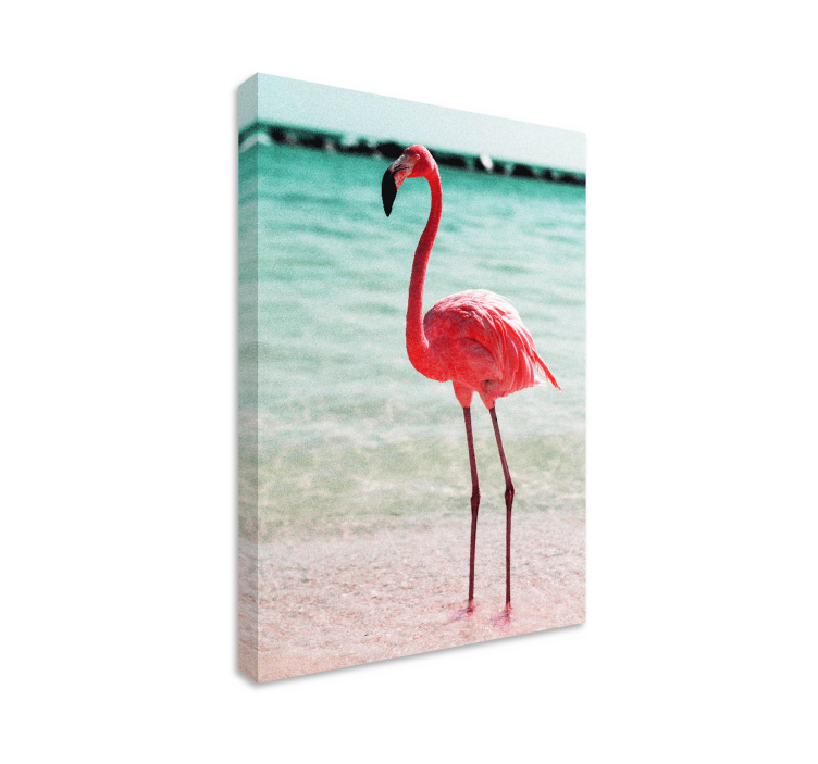 Dipinto con uccelli posizione elegante del flamingo - TenStickers