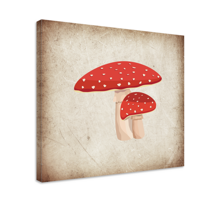 Dipinto con fiori e piante gruppo di funghi - TenStickers